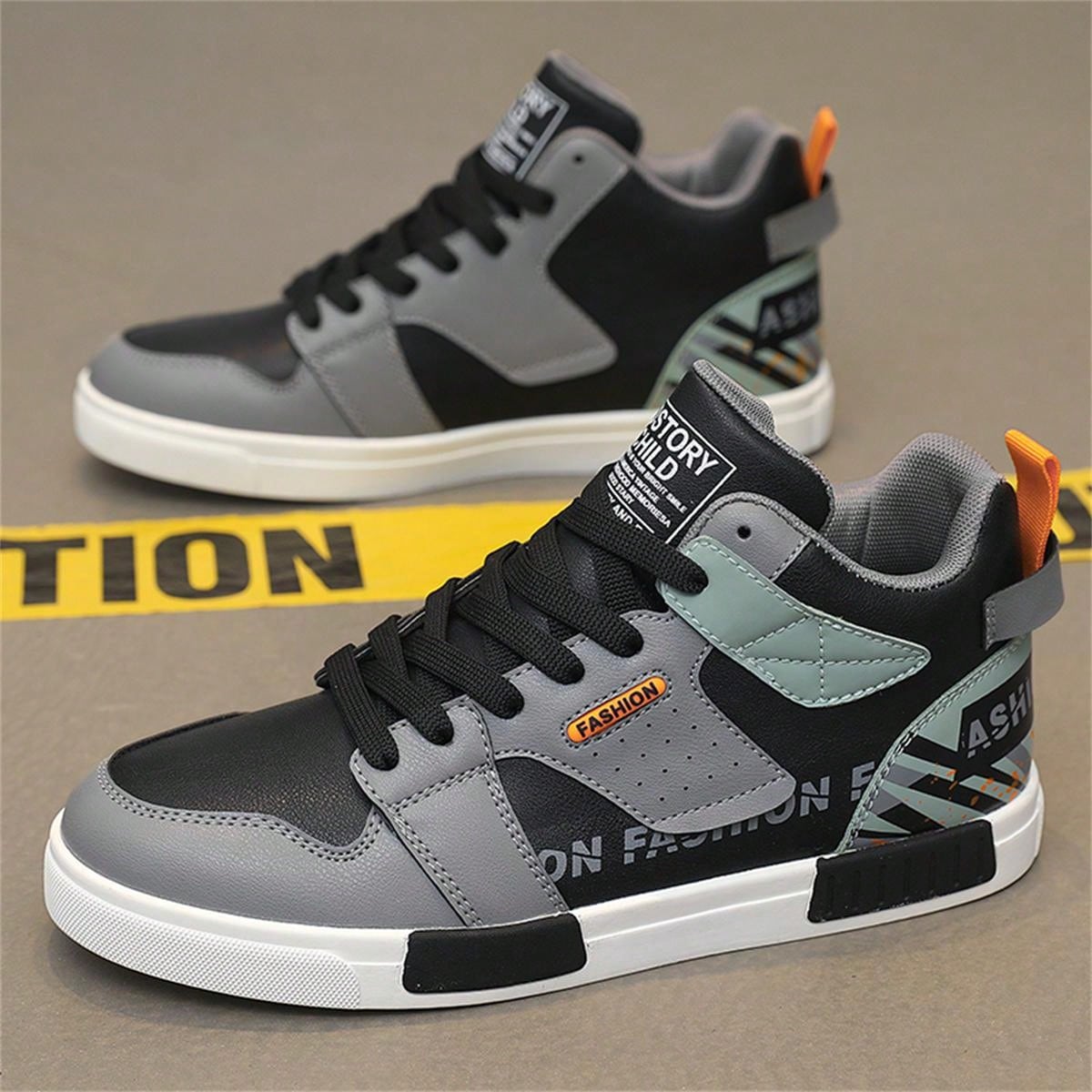 Men's Spring High Top Canvas Sneakers Men Casual Sports Leisure Student Basketball Street Trendy Athletic Shoes, Versatile Large Size 39-47