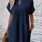 LUNE Solid Hidden Pocket Batwing Sleeve Tee Dress