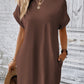 LUNE Solid Hidden Pocket Batwing Sleeve Tee Dress