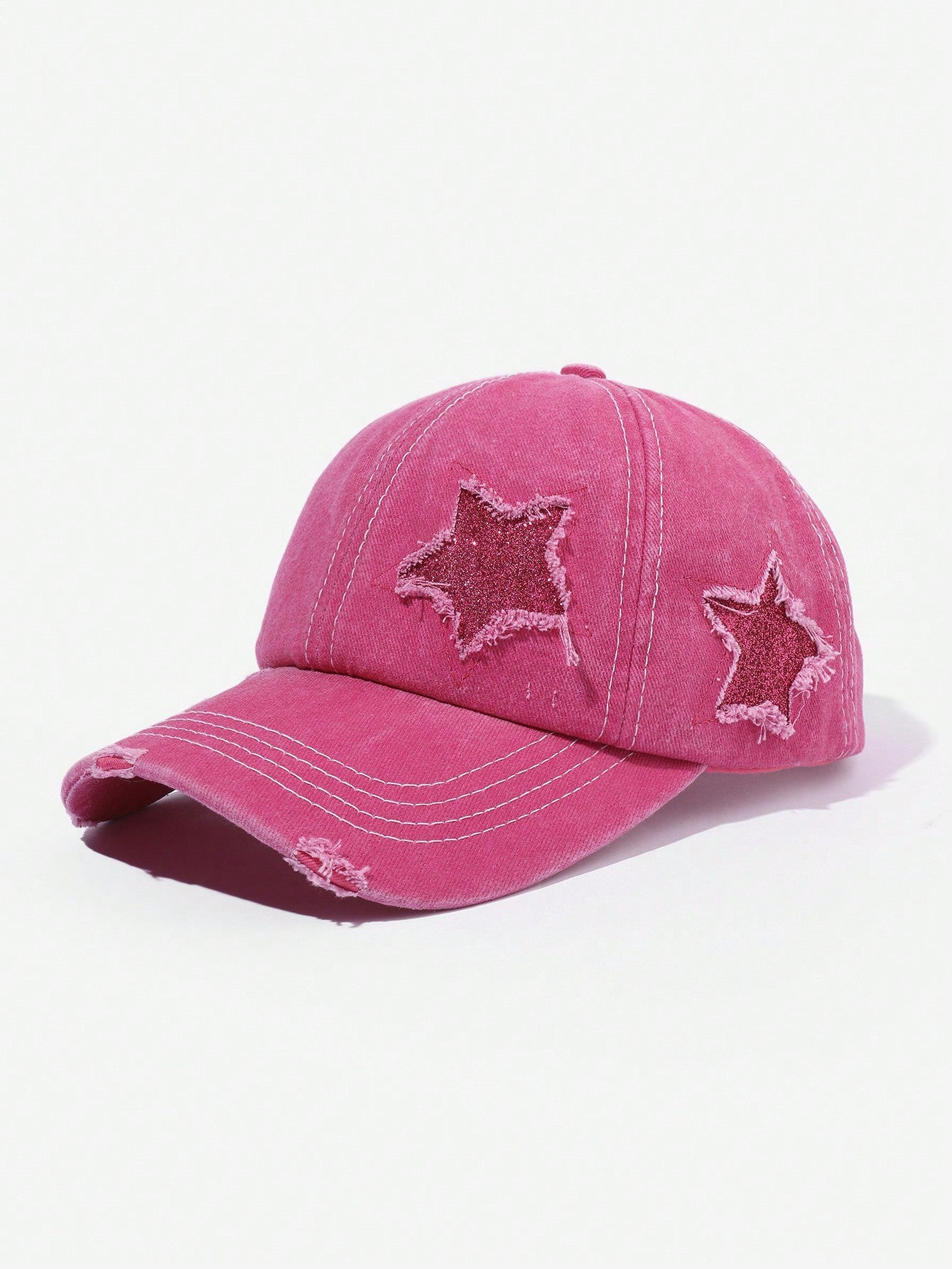 1pc Unisex Powder Scattered Five-Pointed Star Ponytail Baseball Cap For Outdoor Activities