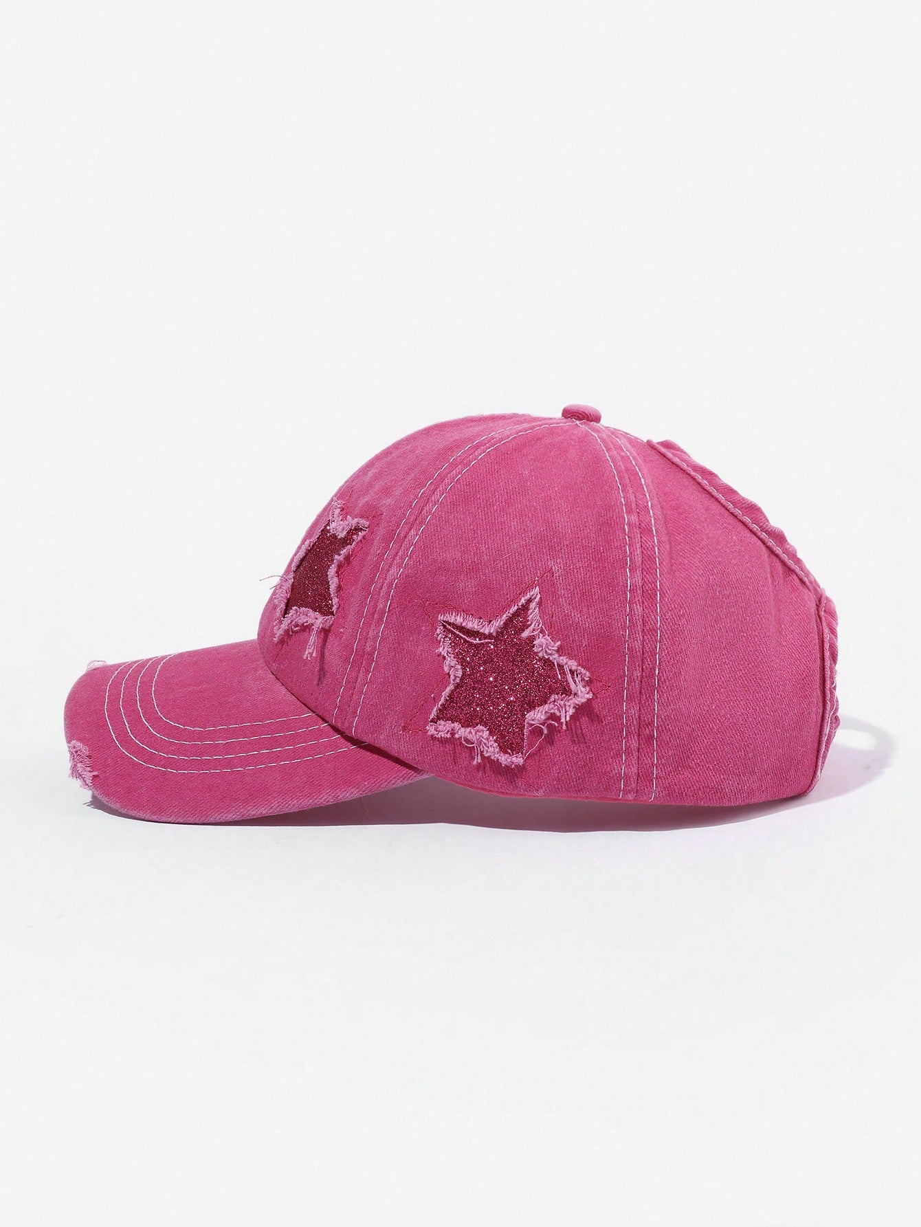 1pc Unisex Powder Scattered Five-Pointed Star Ponytail Baseball Cap For Outdoor Activities