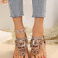 Women Sandals, Bohemian National Style Flat Sandals With Rhinestone Decoration, Open Toe T-Strap Clip Toe Beach Shoes, Summer