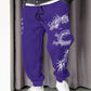 Manfinity EMRG Men's Loose Drawstring Jogger Pants With Japanese Characters And Dragon Pattern