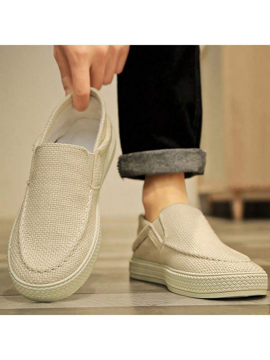 Men's Fashion Casual Sports Sneakers Canvas Bohemian Slip-On Loafers Breathable Shoes For Summer