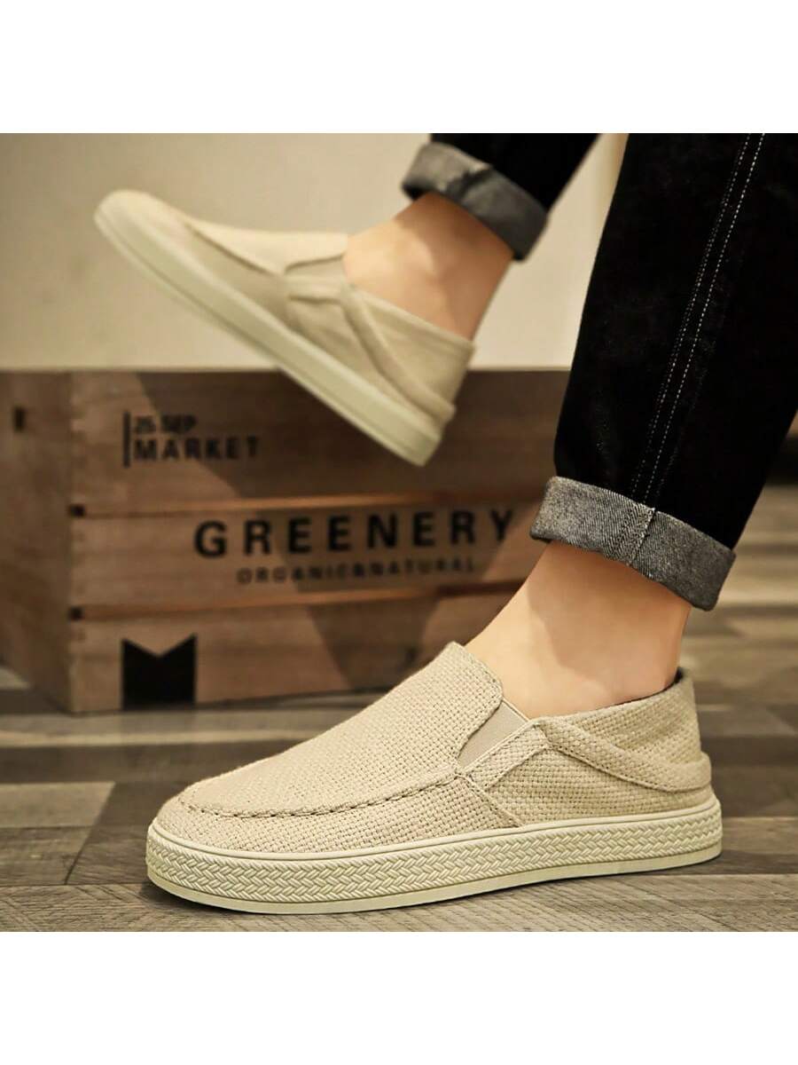 Men's Fashion Casual Sports Sneakers Canvas Bohemian Slip-On Loafers Breathable Shoes For Summer