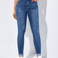 EZwear High-Waisted Button-Embellished Skinny Stretch Distressed Y2K Jeans