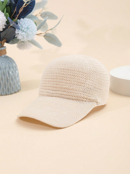 Street 1pc Unisex Korean Style Linen Hollow Out Baseball Cap Suitable For Spring And Summer