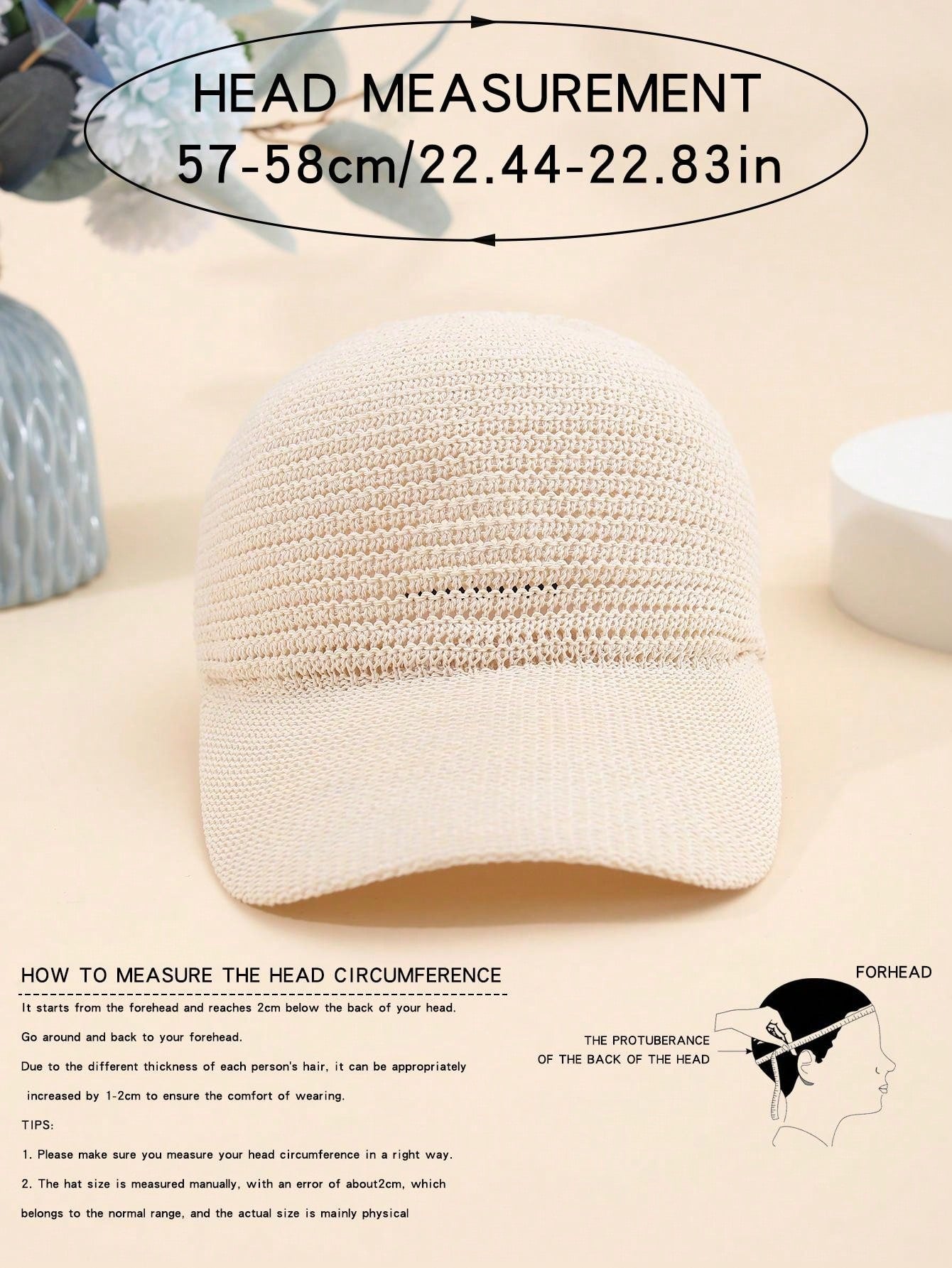 Street 1pc Unisex Korean Style Linen Hollow Out Baseball Cap Suitable For Spring And Summer