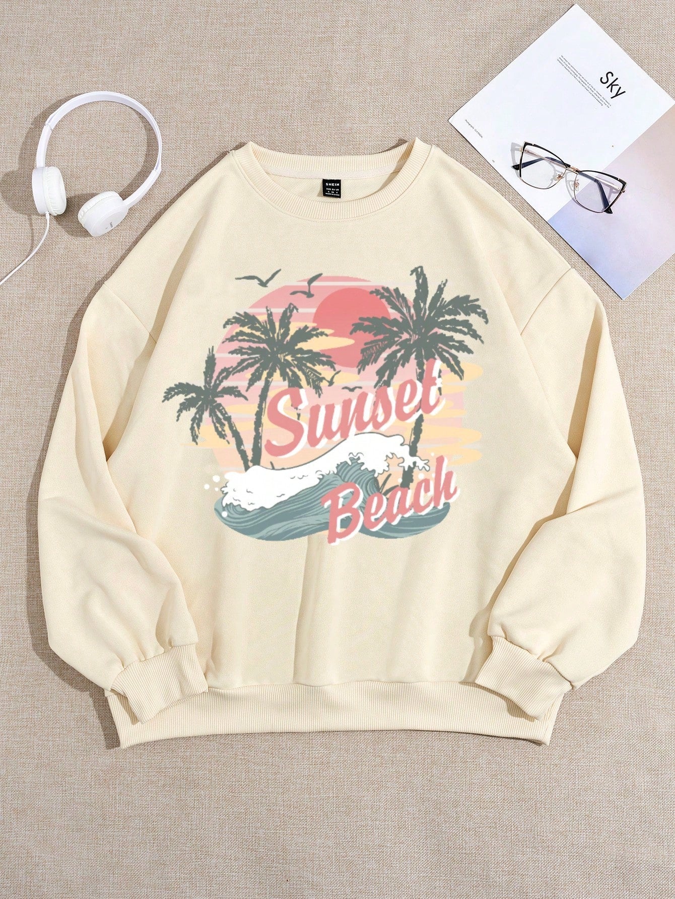 EZwear Ladies Casual Loose Fit Printed Long Sleeve Pullover Sweatshirt, Suitable For Spring, Summer, Autumn And Winter