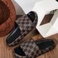 Men's Fashionable Printed Retro Color-Blocking Plaid Slides, Suitable For Indoor And Outdoor Activities Such As Beach, Stream Crossing, Slip-Resistance And Casual Use