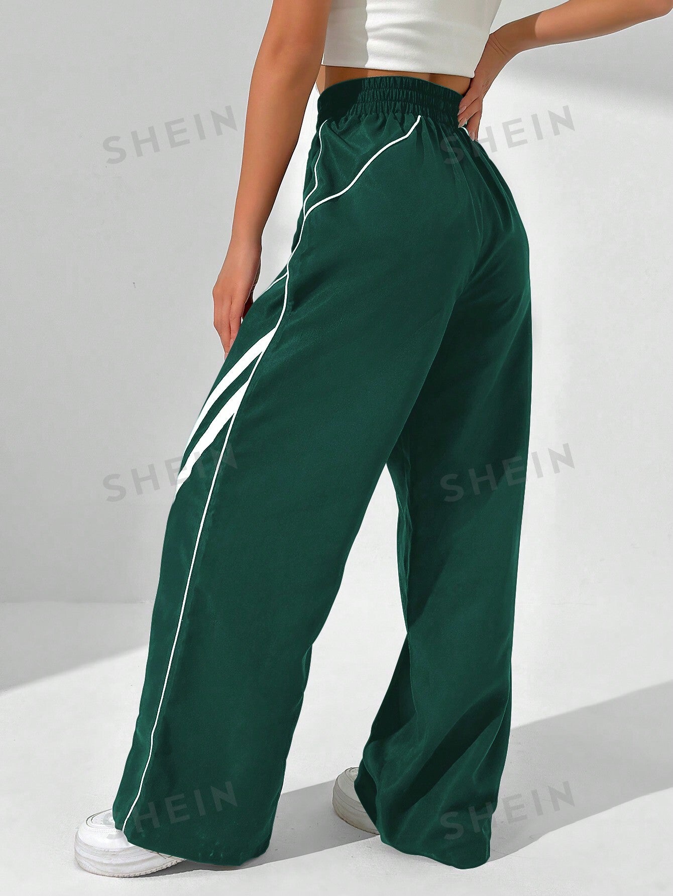 Women's Fashionable Loose-Fit Casual Color-Block Wide Leg Pants