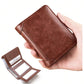 Men's Leather Wallet Minimalist Vertical Short Business 3 Fold Anti-Theft Credit Card Holder Money Bag Wallets Man