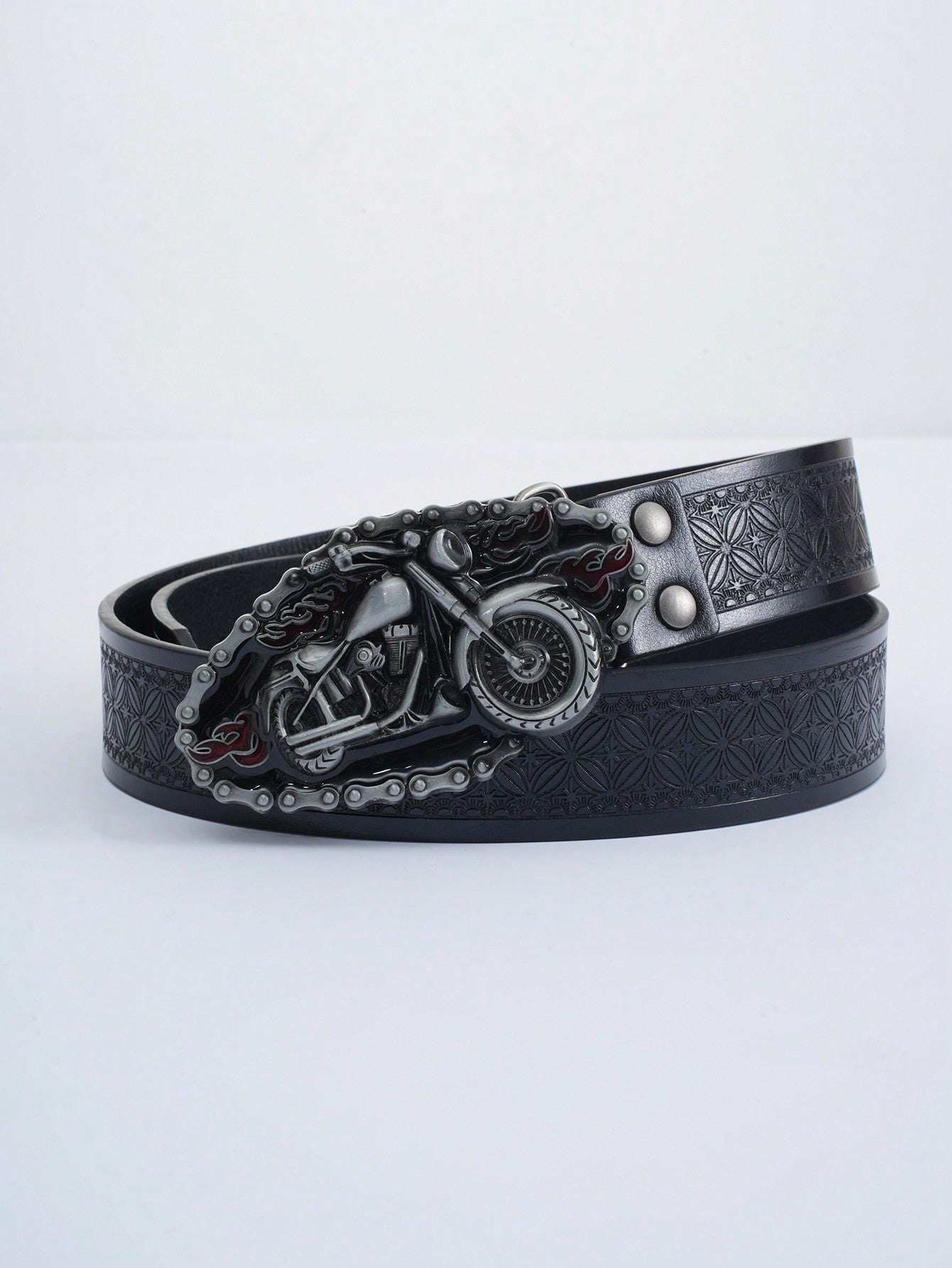 Motorcycle Punk Style Casual Men Belt Thick Durable Leather Belt With Unique Buckle For Young Trendsetter