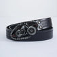 Motorcycle Punk Style Casual Men Belt Thick Durable Leather Belt With Unique Buckle For Young Trendsetter