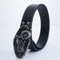 Motorcycle Punk Style Casual Men Belt Thick Durable Leather Belt With Unique Buckle For Young Trendsetter