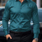 Manfinity Mode Men's Solid Color Long Sleeve Shirt With Embroidered Cuffs