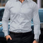 Manfinity Mode Men's Solid Color Long Sleeve Shirt With Embroidered Cuffs