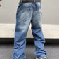 Manfinity EMRG Men's Street Style Loose Wide Leg Jeans Oversize Long Washed Light Jean Cargo Plain Blue Party Y2K Friends