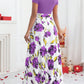 Lyxana Summer Daily Floral Print Slim Fit Short Sleeve Dress Maxi Women Outfit