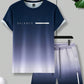 Manfinity Homme Men'S Gradient Letter Print Short Sleeve T-Shirt And Shorts Two Piece Set