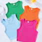 Tween Girl Spring/Summer Casual Solid Round Neck Ribbed Tank Top