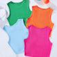 Tween Girl Spring/Summer Casual Solid Round Neck Ribbed Tank Top