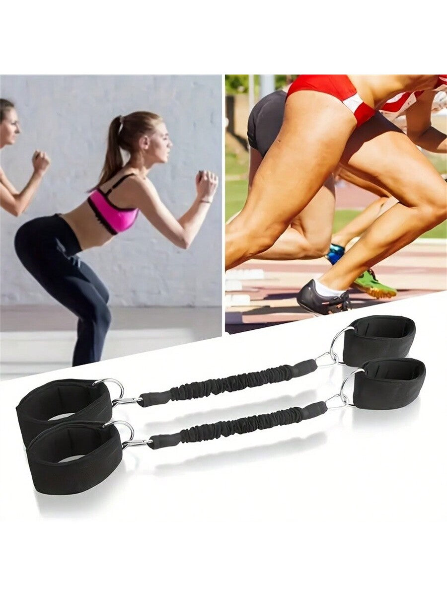 2pcs Elastic Tension Ropes With 2pcs Ankle Wrap Strap, Suitable For Leg Muscle Training, Taekwondo Kicking, And Strength Training