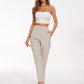 Women Trousers Ladies Slim-Fit Stylish Solid Color Slim Pleated Stretch Straight Leg Casual Formal Wear Straight Pants