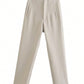 Women Trousers Ladies Slim-Fit Stylish Solid Color Slim Pleated Stretch Straight Leg Casual Formal Wear Straight Pants