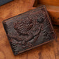 RFID Blocking Vintage Men Wallet Genuine Leather 3D Printed Dragon Card Holder Wallet Pocket Purse