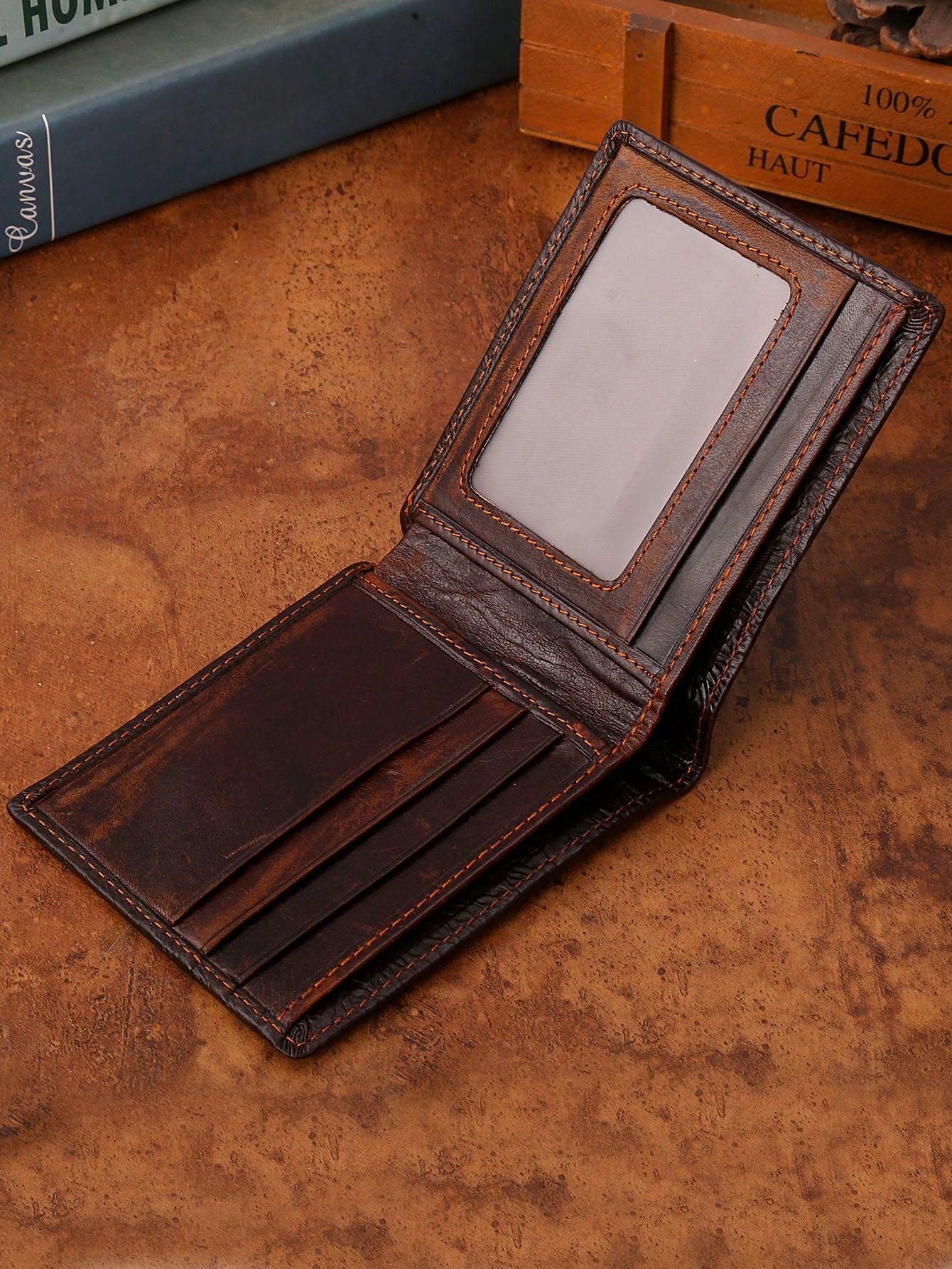 RFID Blocking Vintage Men Wallet Genuine Leather 3D Printed Dragon Card Holder Wallet Pocket Purse