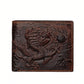 RFID Blocking Vintage Men Wallet Genuine Leather 3D Printed Dragon Card Holder Wallet Pocket Purse