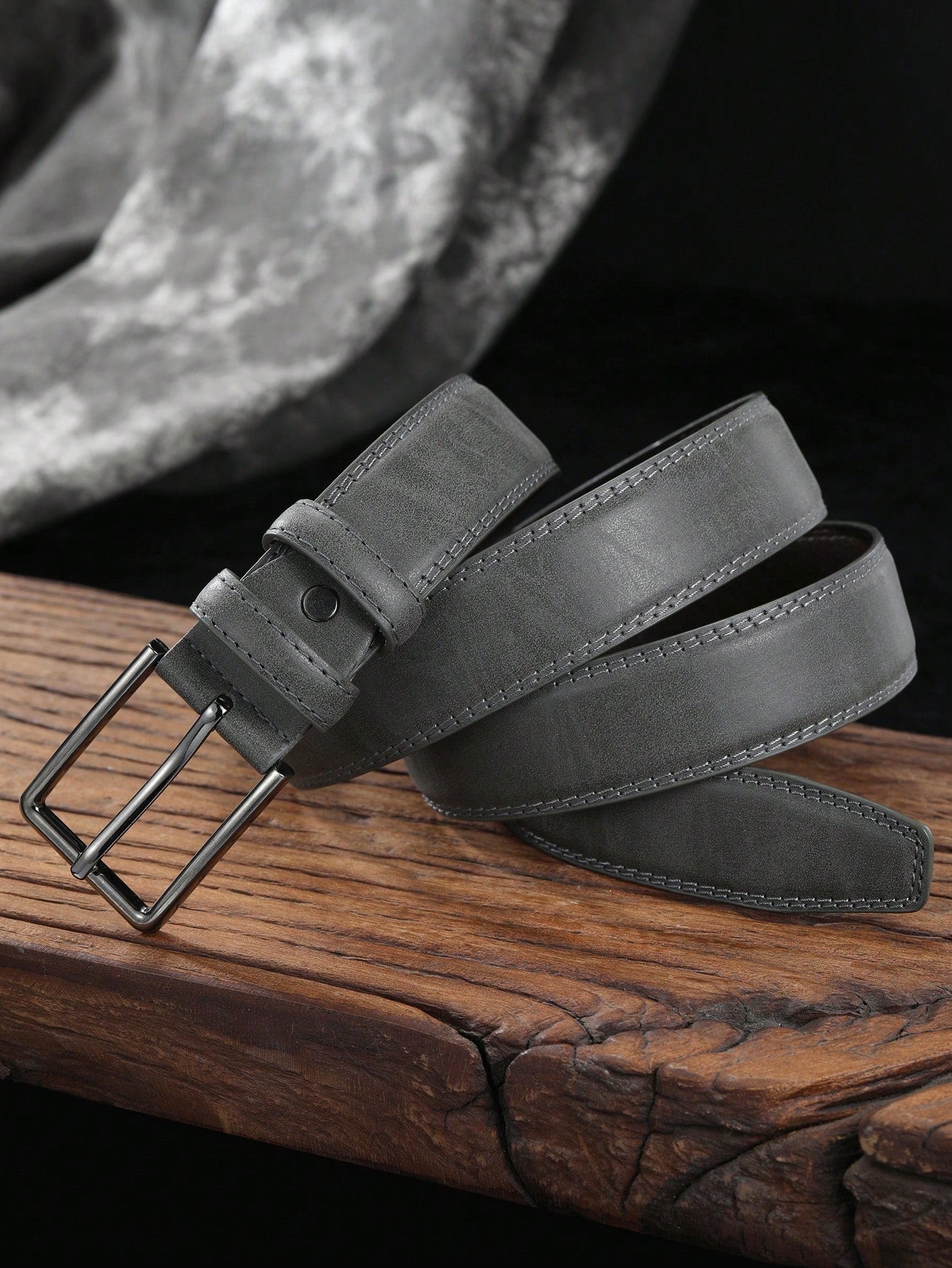 1pc Simple Rectangular Buckle PU Belt For Youth Men's Casual Pants Decoration