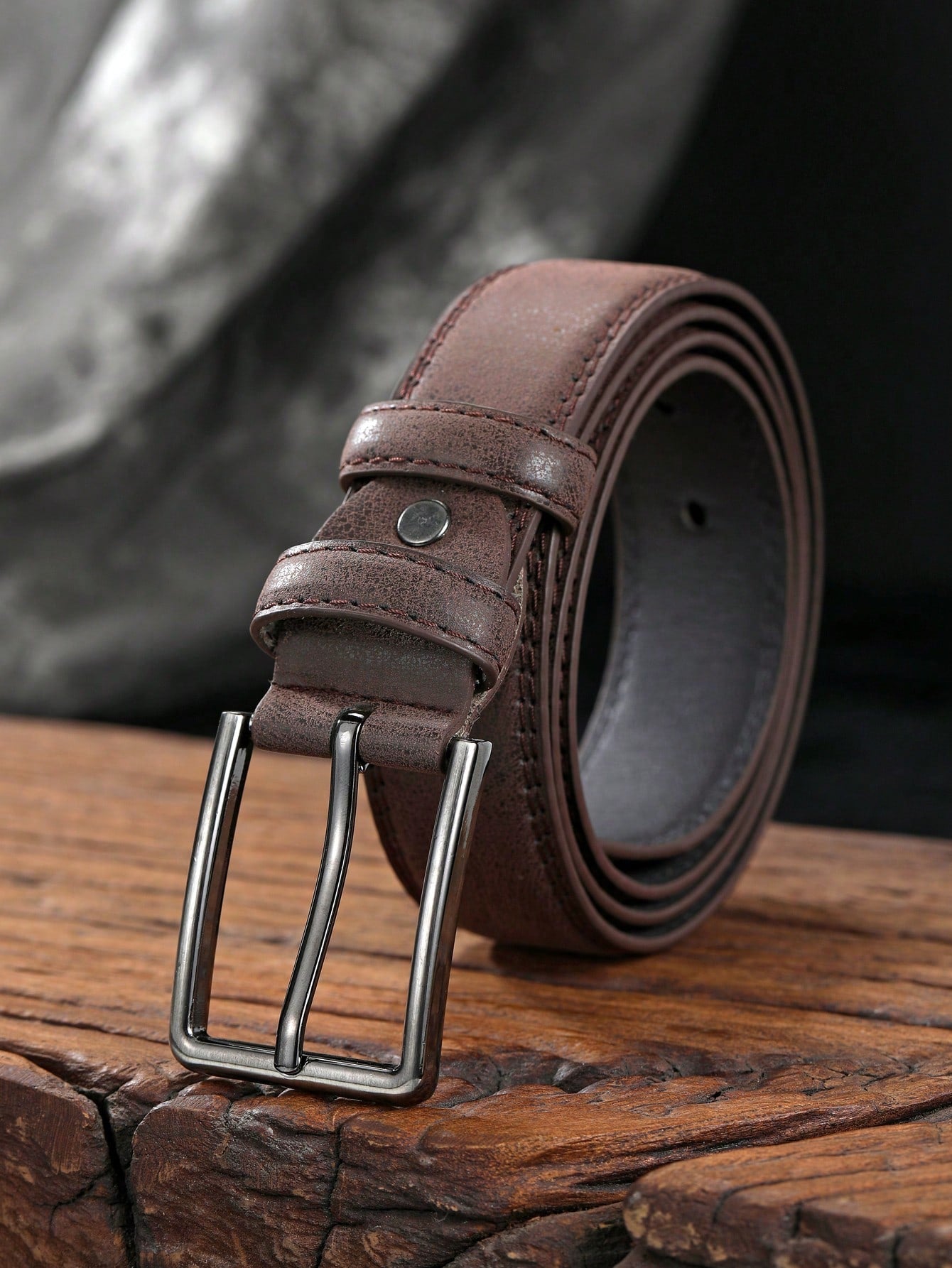 1pc Simple Rectangular Buckle PU Belt For Youth Men's Casual Pants Decoration