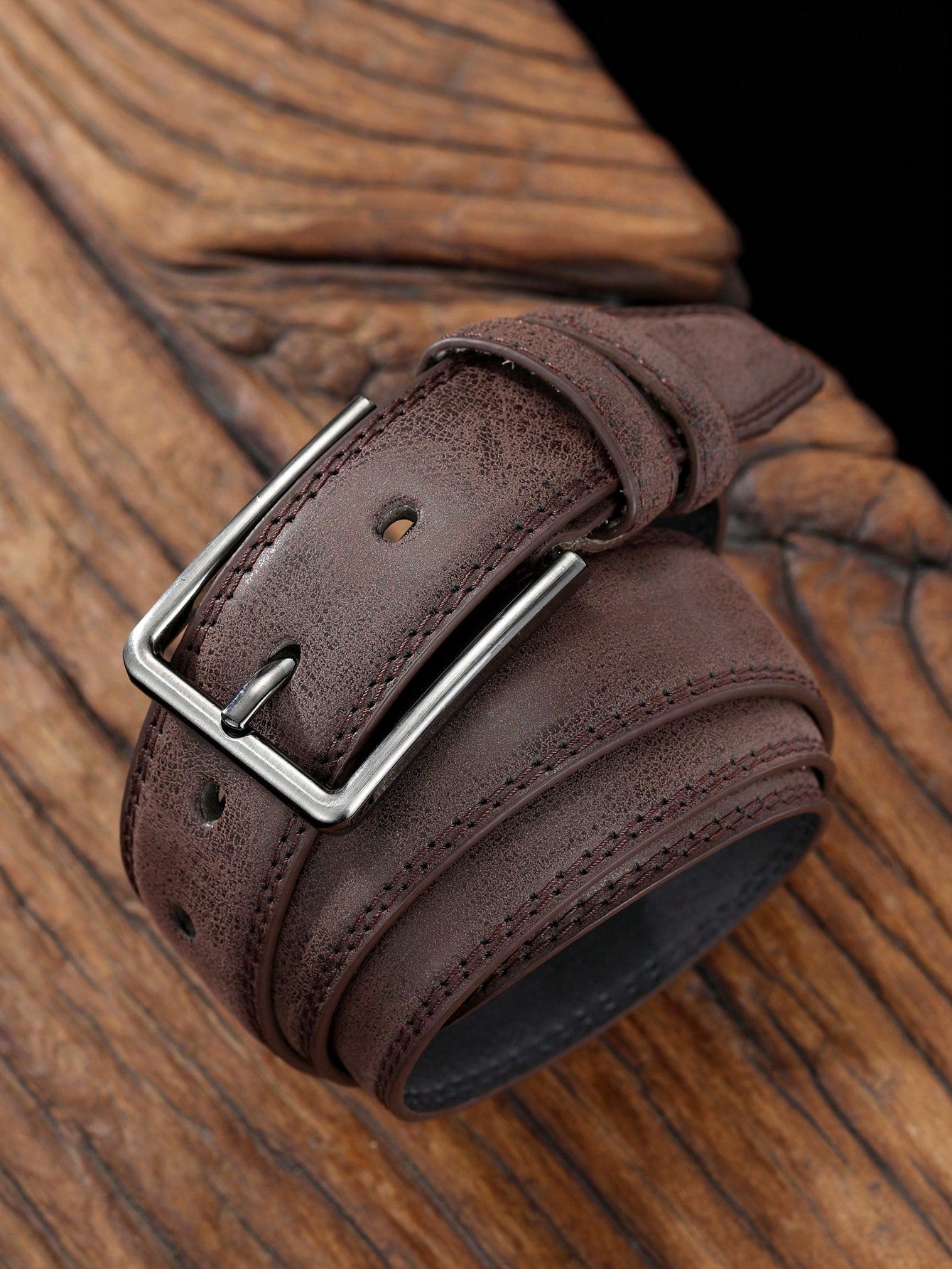 1pc Simple Rectangular Buckle PU Belt For Youth Men's Casual Pants Decoration