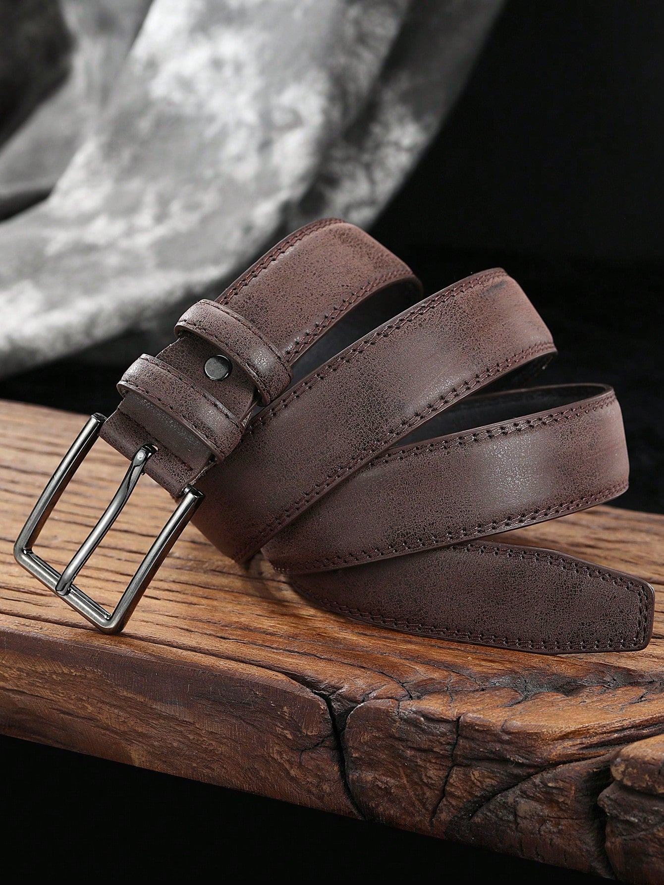 1pc Simple Rectangular Buckle PU Belt For Youth Men's Casual Pants Decoration