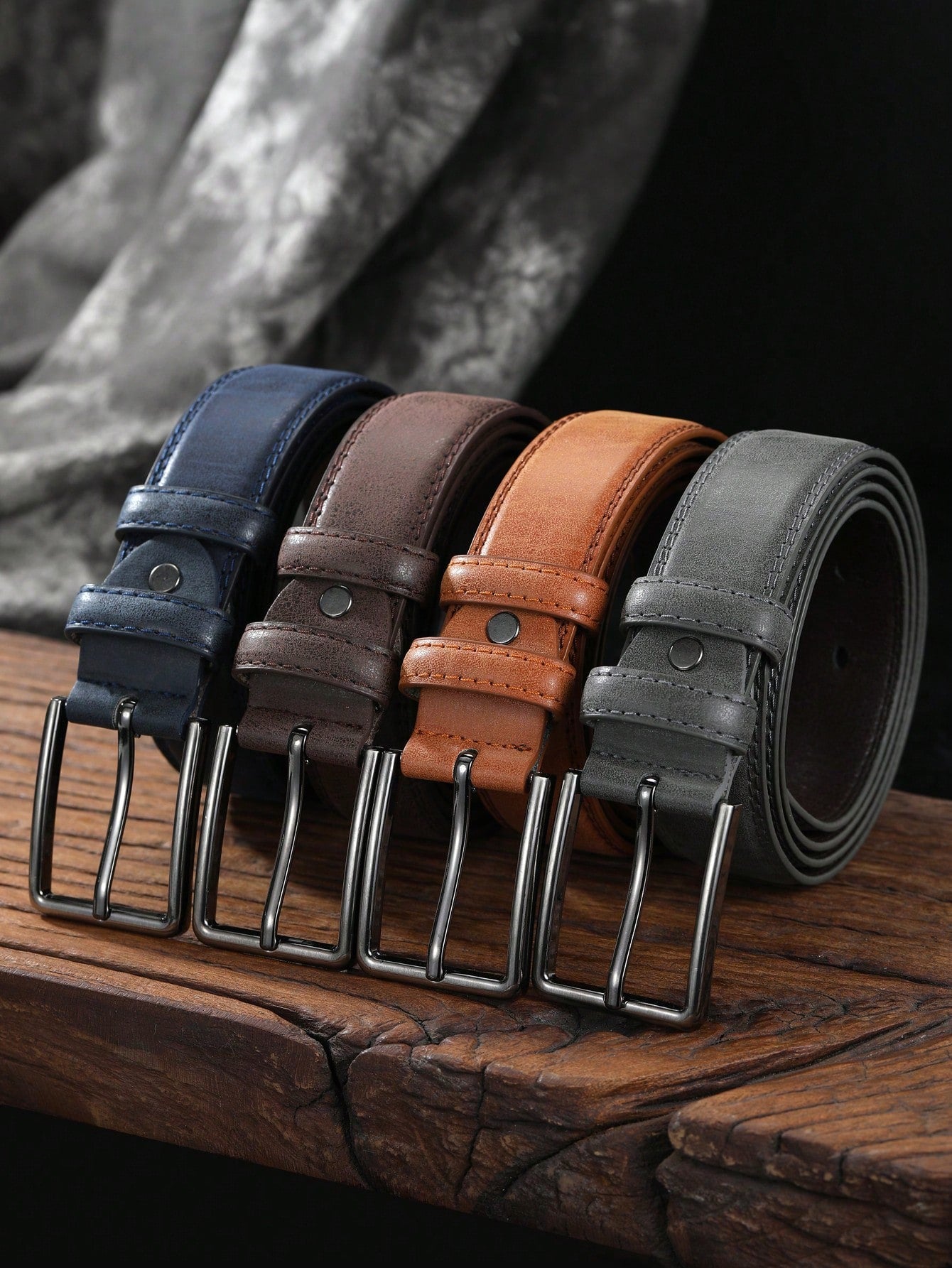 1pc Simple Rectangular Buckle PU Belt For Youth Men's Casual Pants Decoration