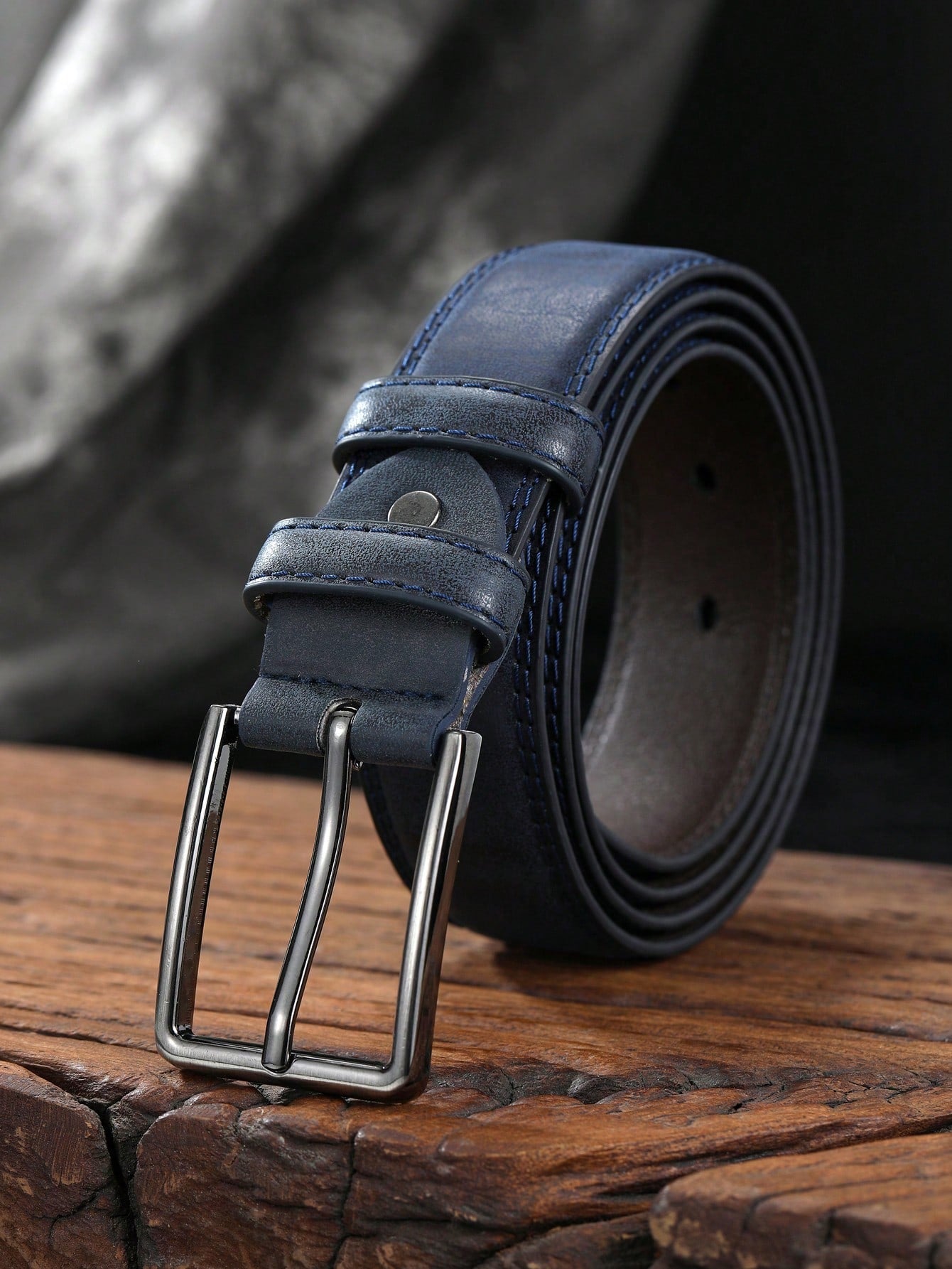 1pc Simple Rectangular Buckle PU Belt For Youth Men's Casual Pants Decoration