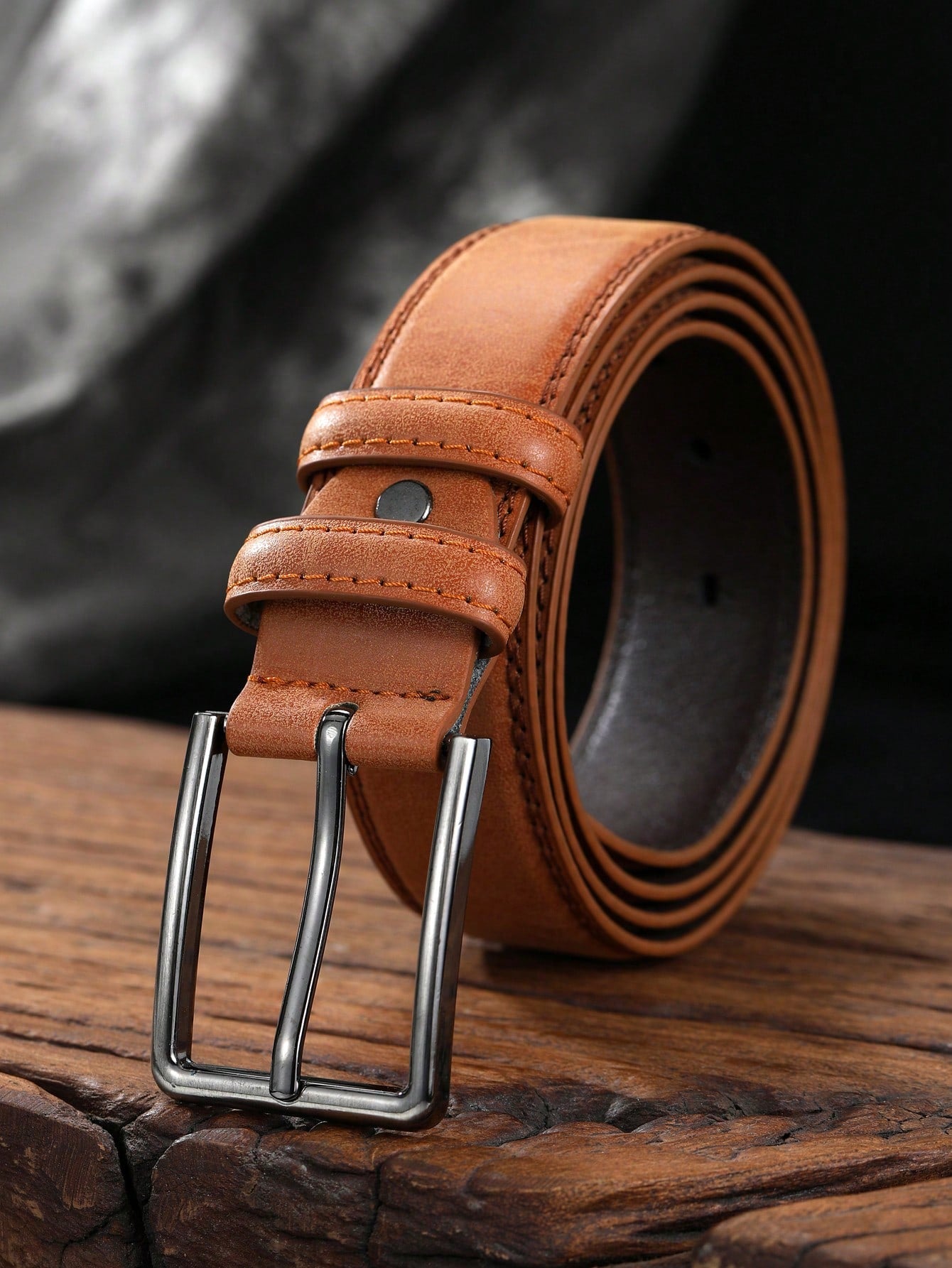 1pc Simple Rectangular Buckle PU Belt For Youth Men's Casual Pants Decoration