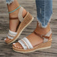 2024 New Arrival Women's White Wedge Sandals, Waterproof Platform Fashionable Slipper For Outdoor Activities, Open Toe Thick Heel Beach Shoes With Ankle Strap, Flat Sole