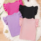 Young Girl Simple Classic Fly Sleeve Three-Piece T-Shirt Set For Summer