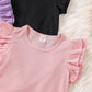 Young Girl Simple Classic Fly Sleeve Three-Piece T-Shirt Set For Summer