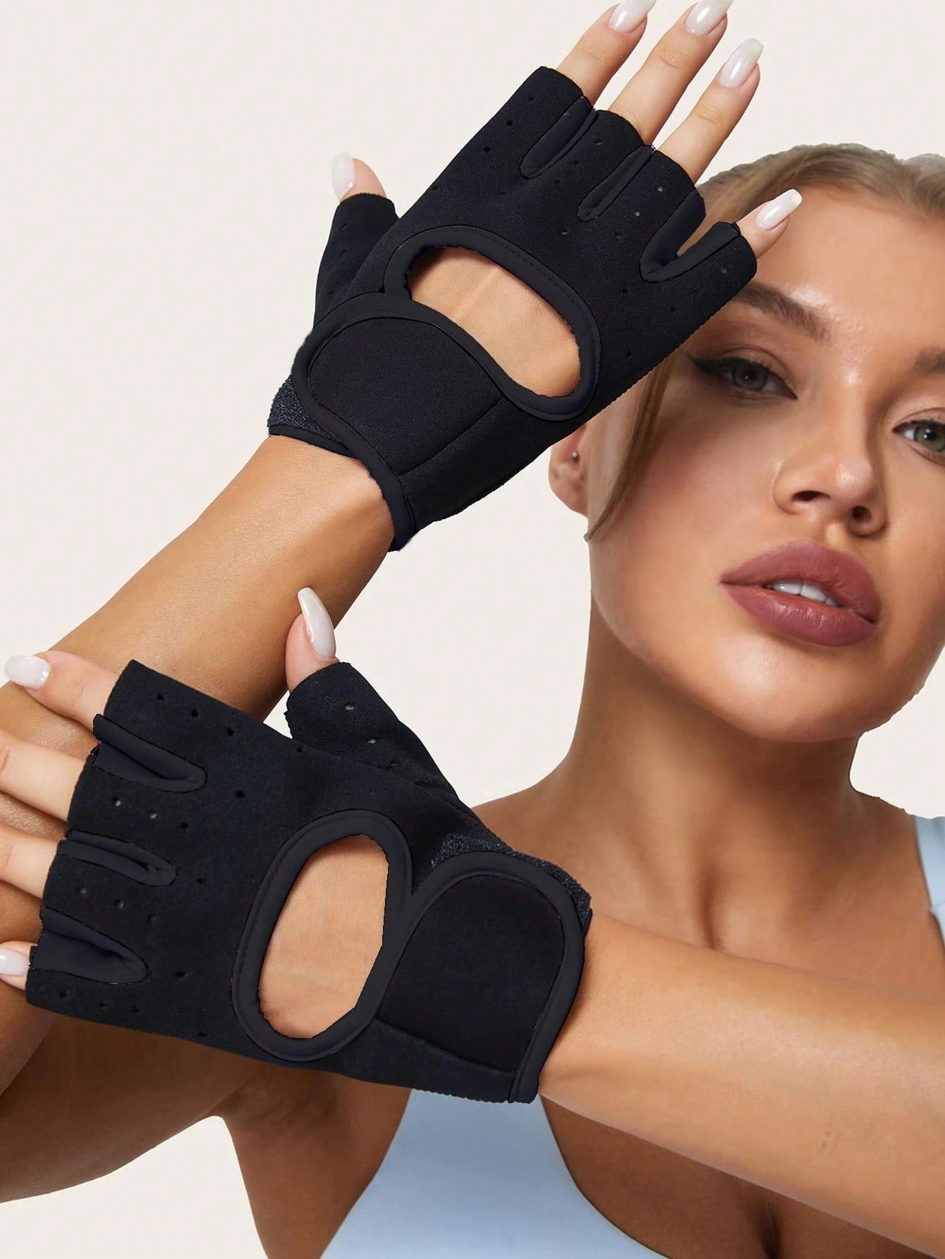 1 Pair Of Men's And Women's Fitness Breathable Sports Gloves, Half Finger Non-Slip Wrist Guards For Basketball, Dumbbell Weightlifting, Gym Workout And Cycling (Hook And Loop Direction Random)