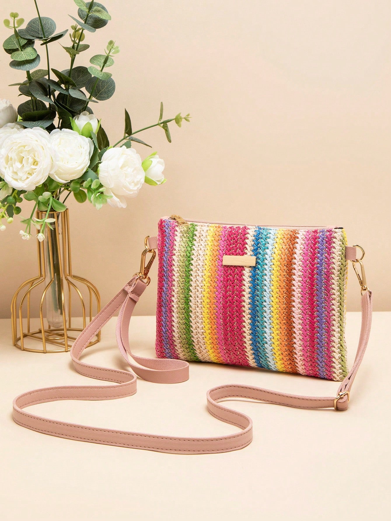 New Spring/Summer Straw Woven Trendy Women's Bag, Wholesale All-Match Crossbody Shoulder Bag, Sweet Small Square Bag