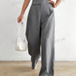 Privé Women's Casual Asymmetrical High Waisted Wide Leg Pants