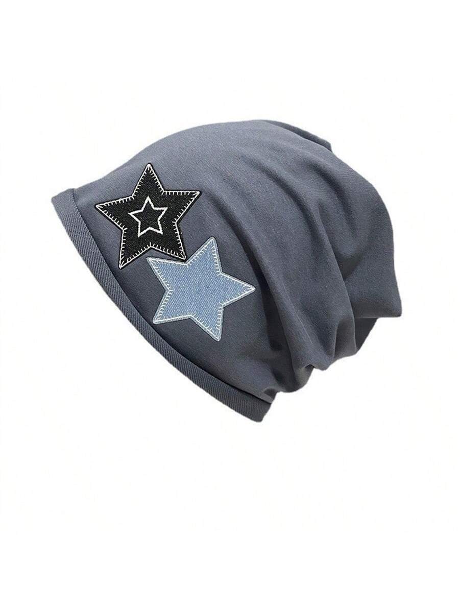 1 Pc Unisex Hip Hop Street Two-Color Star Embroidered Hat With Elegant Five-Pointed Star Head Around Pile Hat