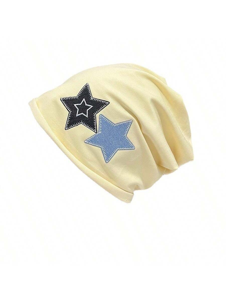 1 Pc Unisex Hip Hop Street Two-Color Star Embroidered Hat With Elegant Five-Pointed Star Head Around Pile Hat