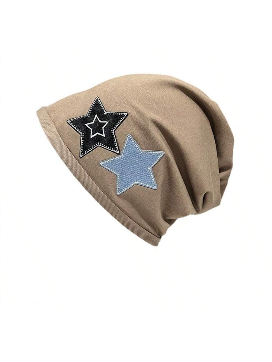 1 Pc Unisex Hip Hop Street Two-Color Star Embroidered Hat With Elegant Five-Pointed Star Head Around Pile Hat