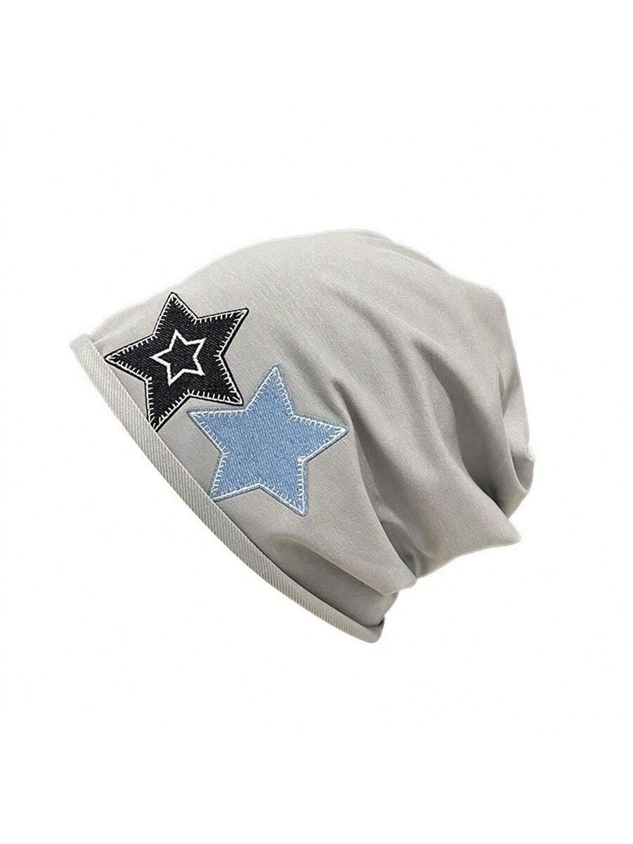 1 Pc Unisex Hip Hop Street Two-Color Star Embroidered Hat With Elegant Five-Pointed Star Head Around Pile Hat