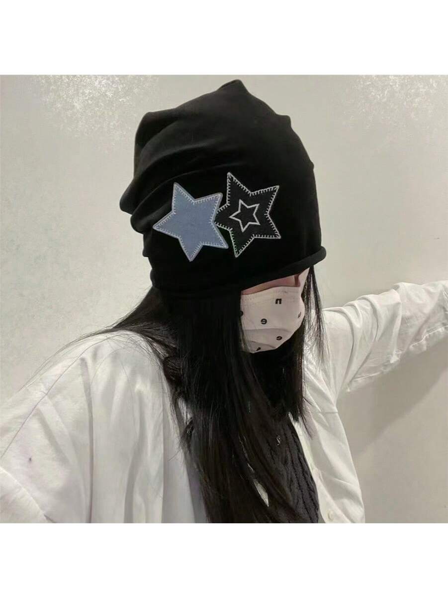 1 Pc Unisex Hip Hop Street Two-Color Star Embroidered Hat With Elegant Five-Pointed Star Head Around Pile Hat